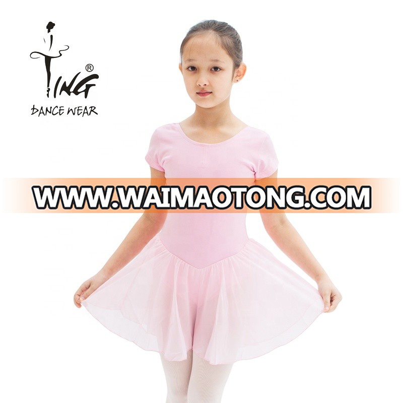 short sleeve georgette skirted girls leotard